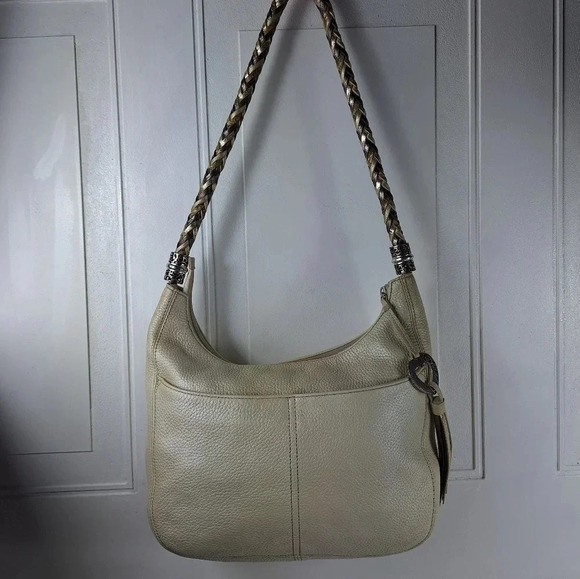 Brighton Barbados Ziptop Hobo Pearl Leather Bag Purse - Picture 12 of 13